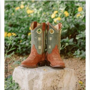 Miron Crosby kids 13 George Military Green genuine Leather boots